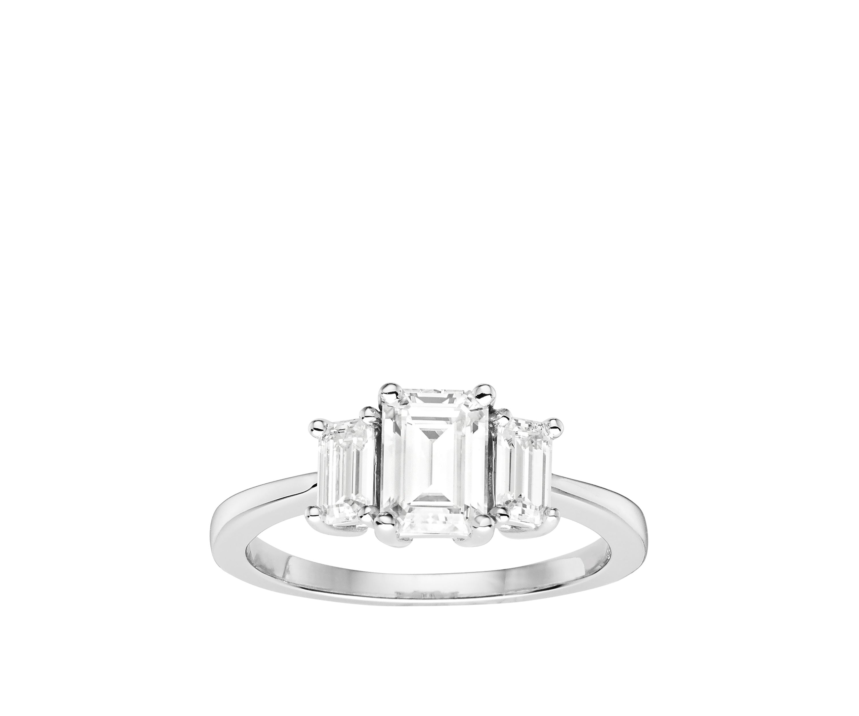 1.55 ct. t.w. Lab Created Moissanite Three Stone Ring in 14K White Gold