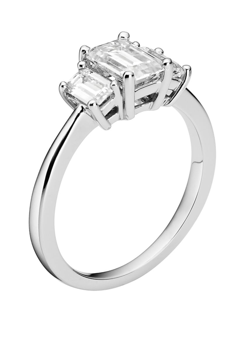 1.55 ct. t.w. Lab Created Moissanite Three Stone Ring in 14K White Gold
