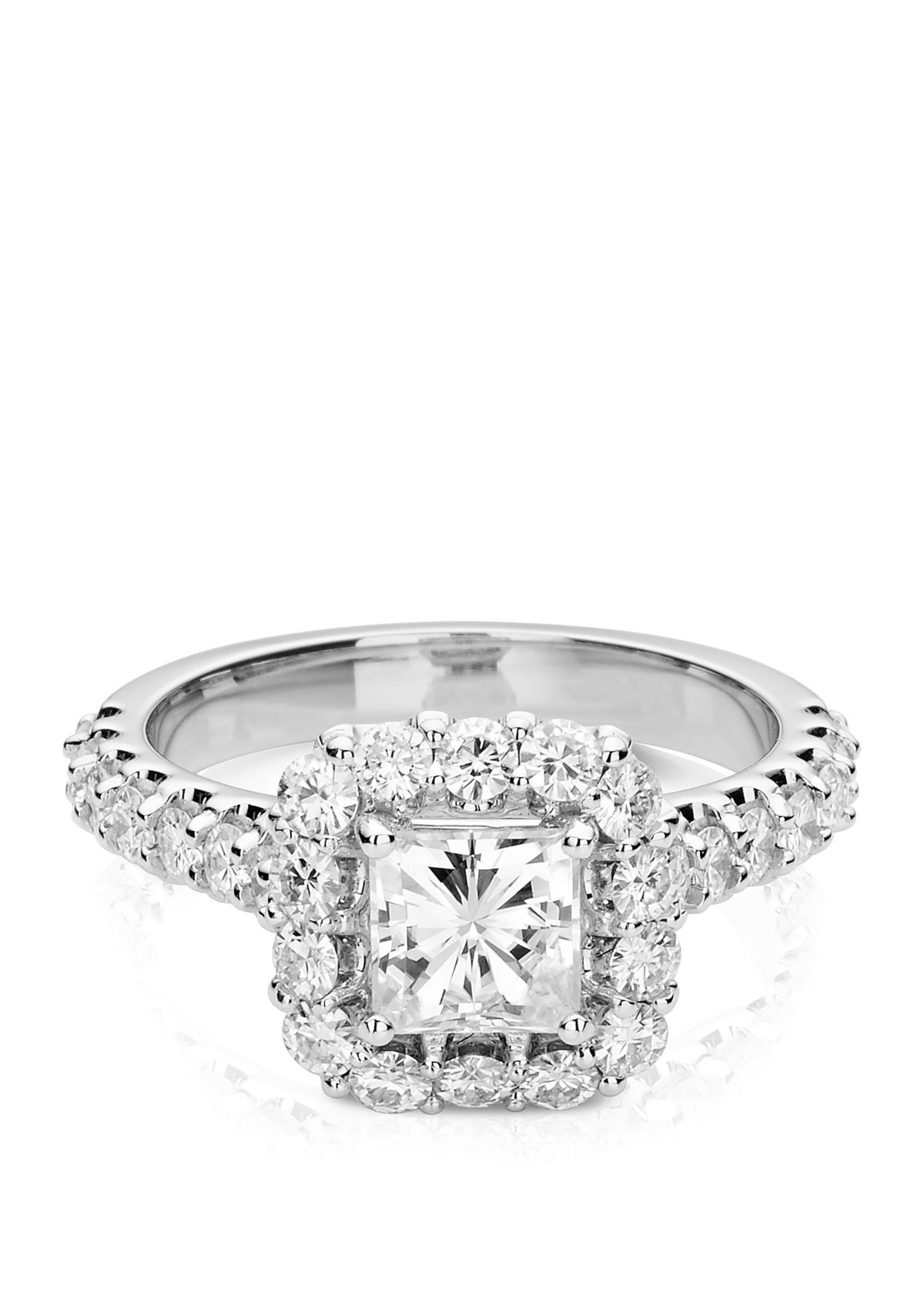 1.98 ct. t.w. Lab Created Moissanite Halo Ring in 14K White Gold