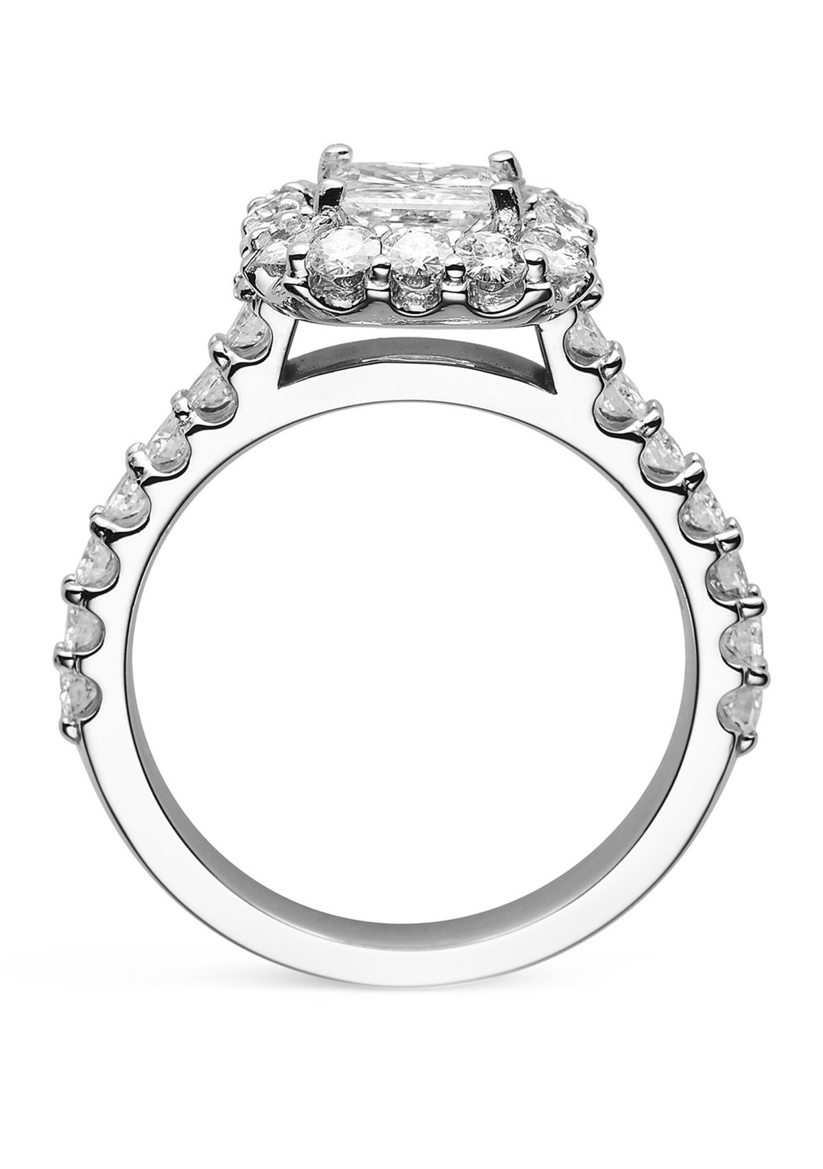 1.98 ct. t.w. Lab Created Moissanite Halo Ring in 14K White Gold