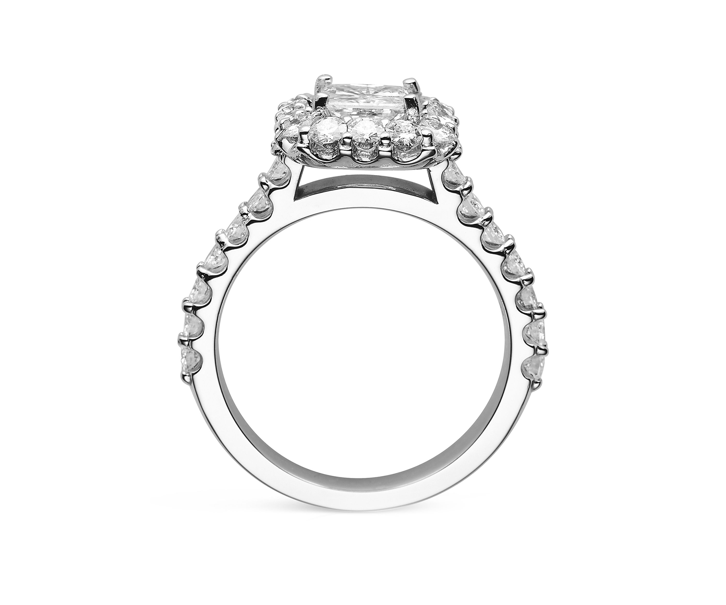 1.98 ct. t.w. Lab Created Moissanite Halo Ring in 14K White Gold