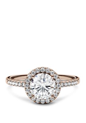 Charles & Colvard 1.3 Ct. T.w. Lab Created Moissanite Halo Ring In 14K Rose Gold, 8 -  0847337040589