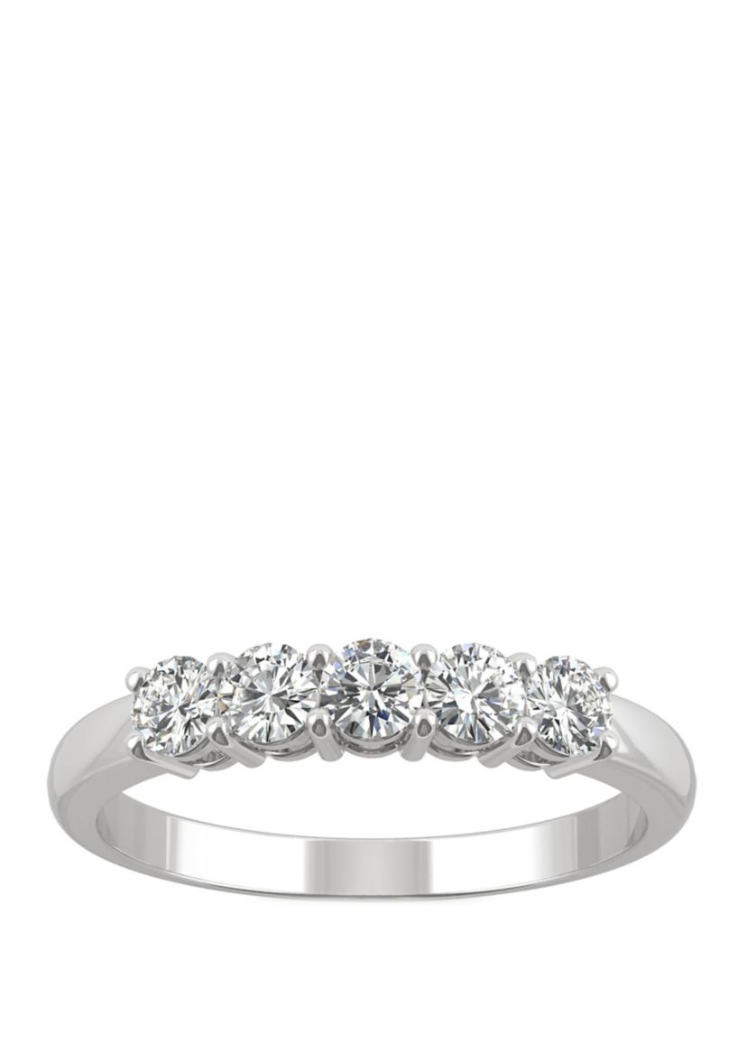 Lab Created Moissanite Five Stone Band