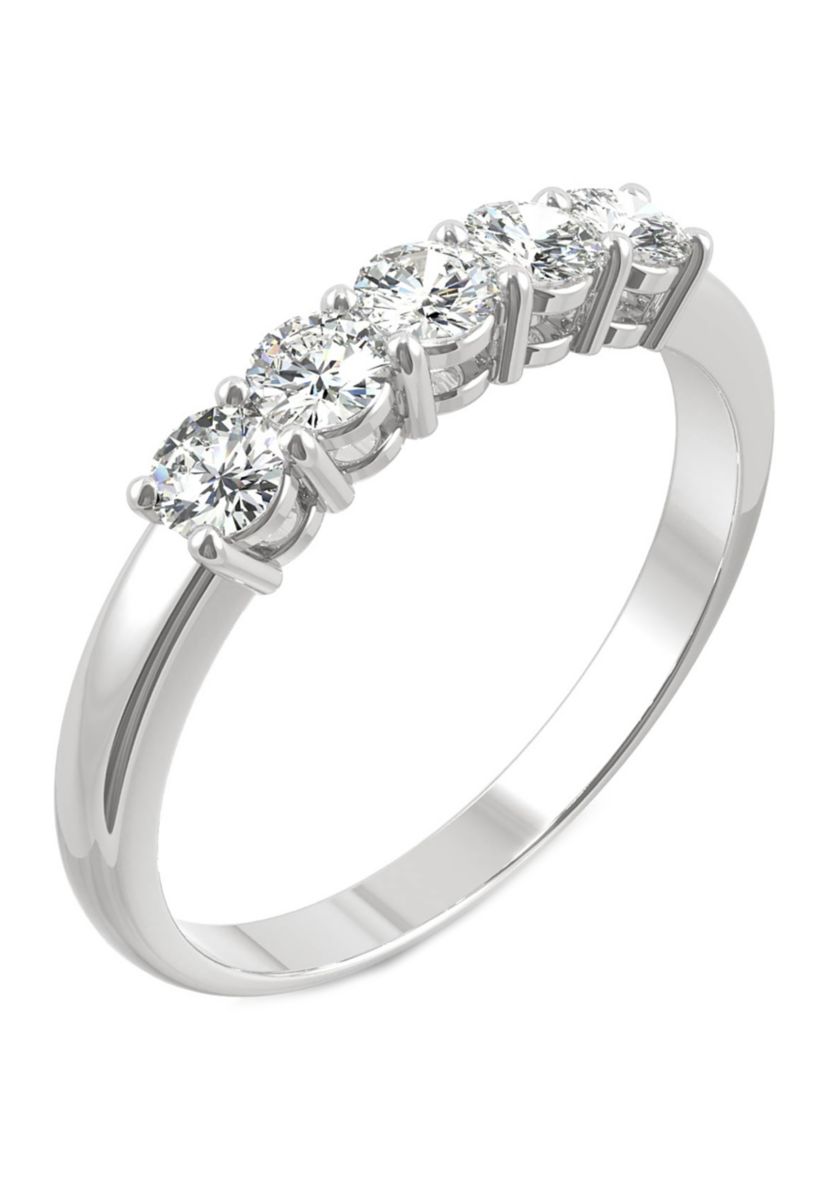 Lab Created Moissanite Five Stone Band