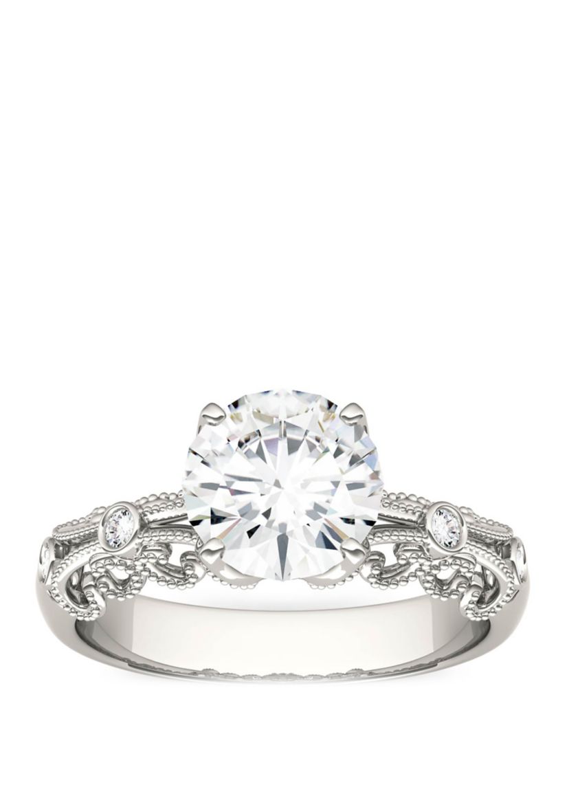  1.54 ct. t.w. Lab Created Moissanite Millgrain Ring in 14K White Gold