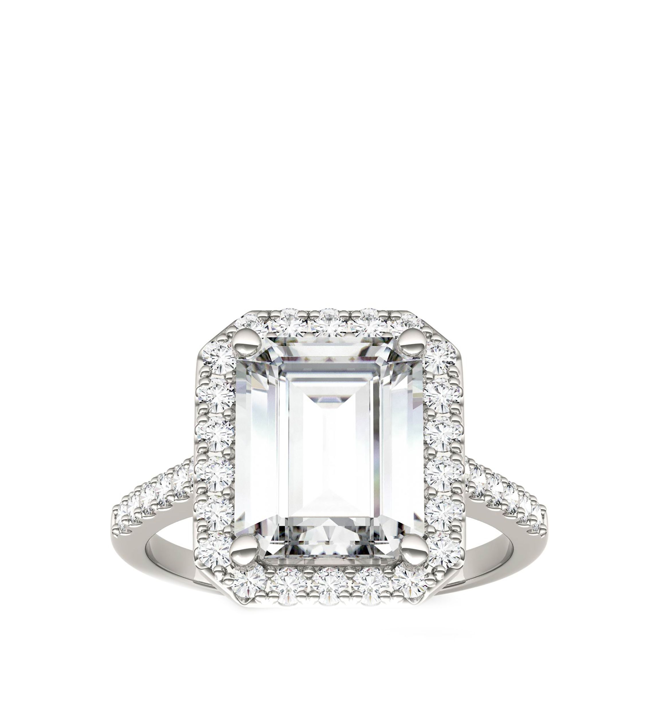 4.06 ct. t.w. Lab Created Moissanite Halo Ring in 14K White Gold 