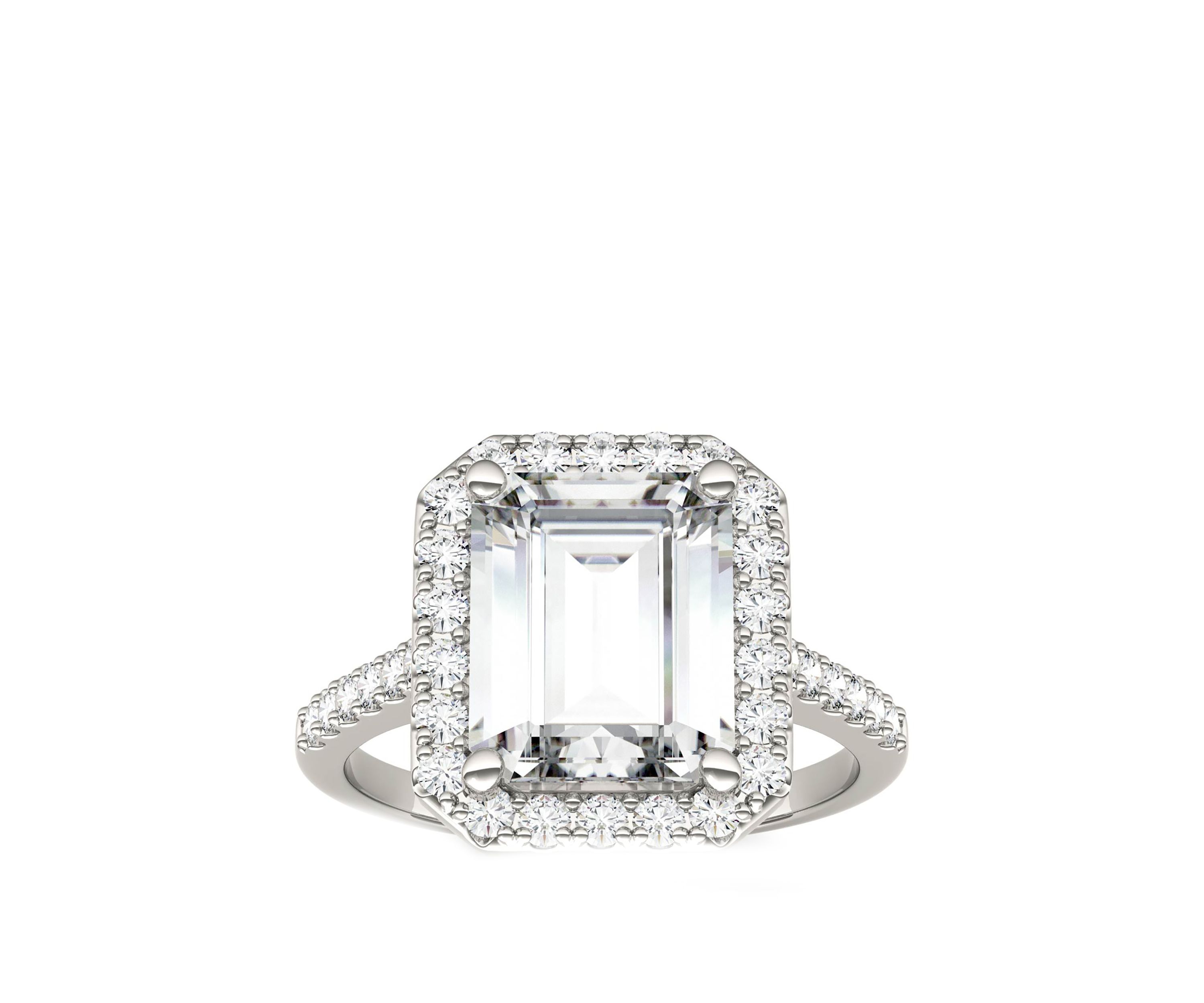 4.06 ct. t.w. Lab Created Moissanite Halo Ring in 14K White Gold 