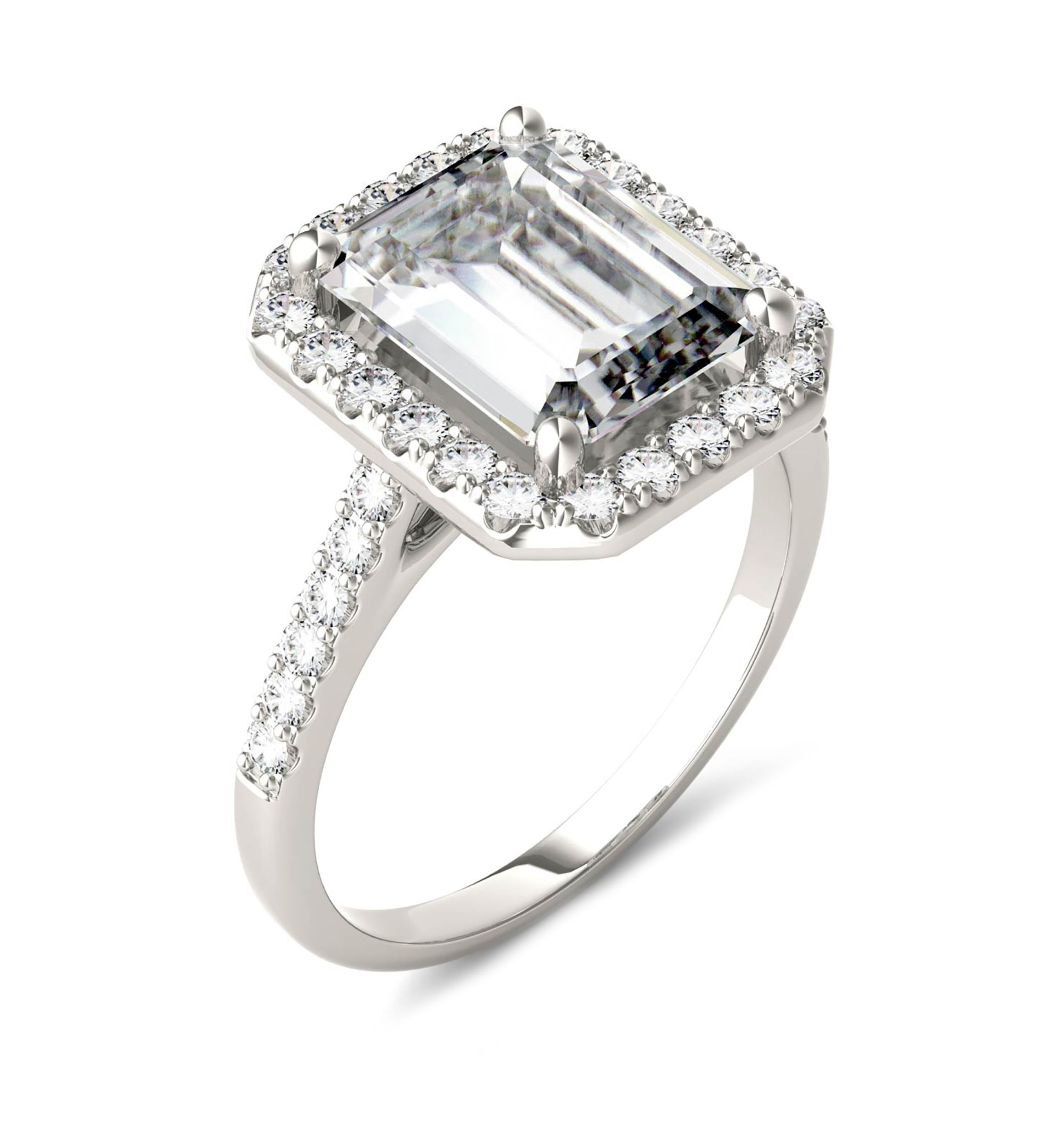4.06 ct. t.w. Lab Created Moissanite Halo Ring in 14K White Gold 