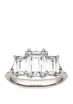 Charles & Colvard 2.91 Ct. T.w. Lab Created Moissanite Three Stone Ring In 14K White Gold