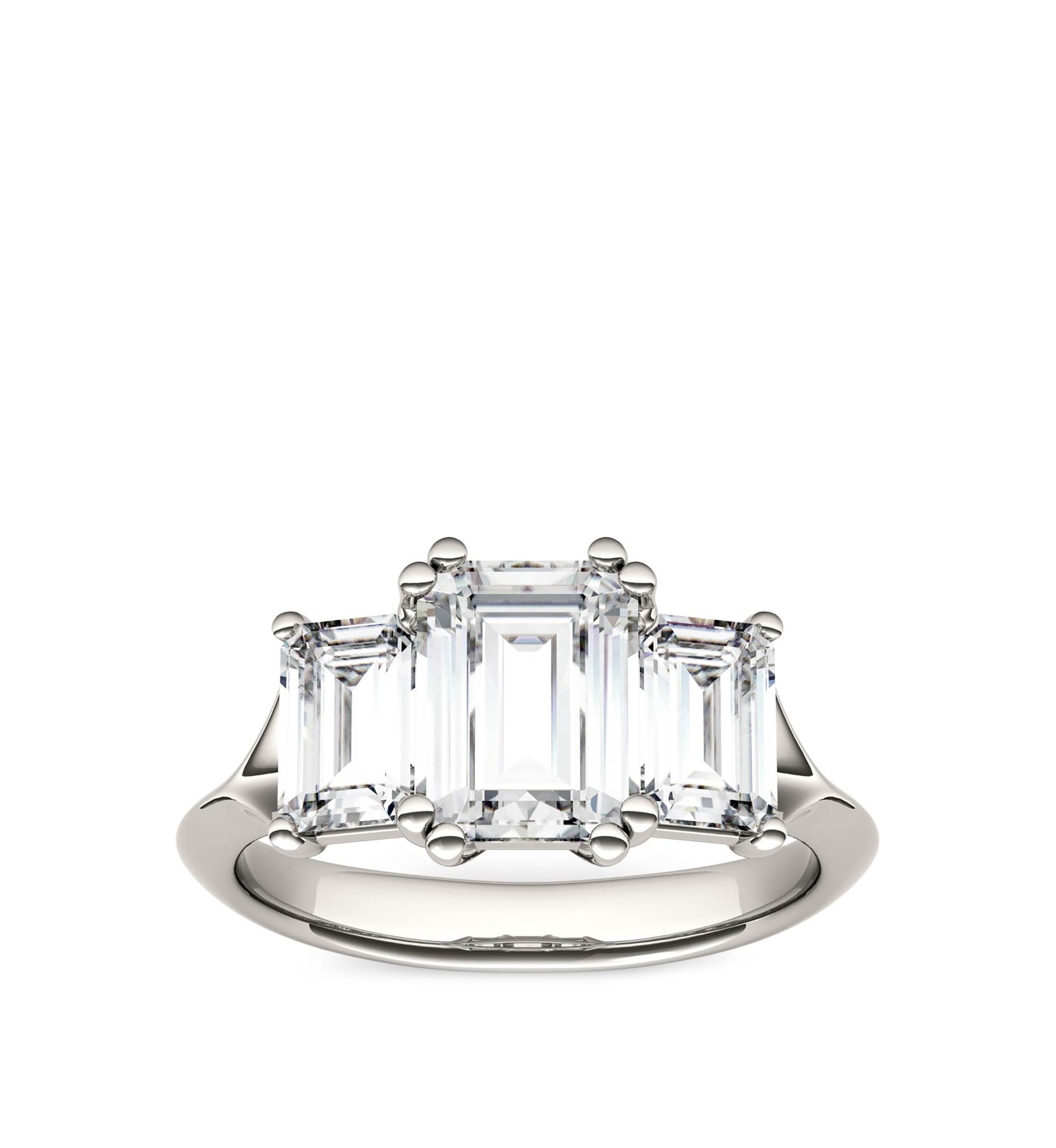 2.91 ct. t.w. Lab Created Moissanite Three Stone Ring in 14K White Gold 