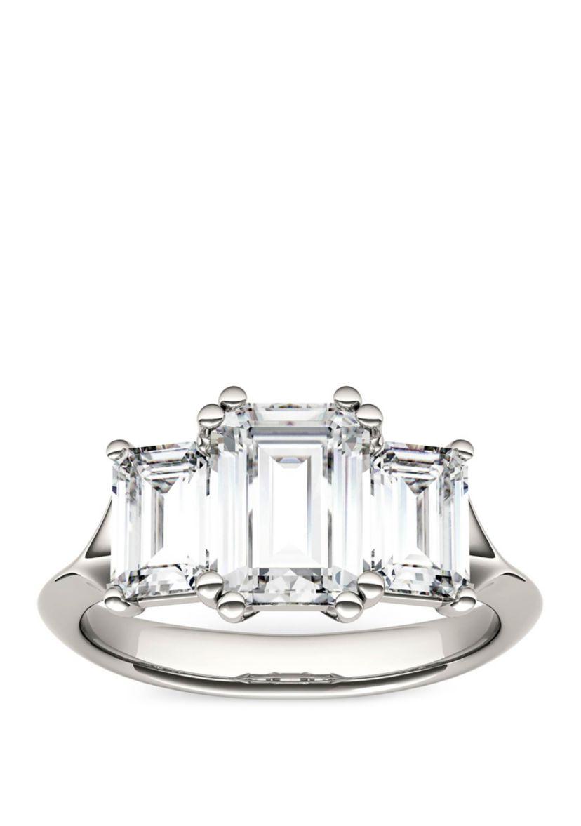 2.91 ct. t.w. Lab Created Moissanite Three Stone Ring in 14K White Gold 