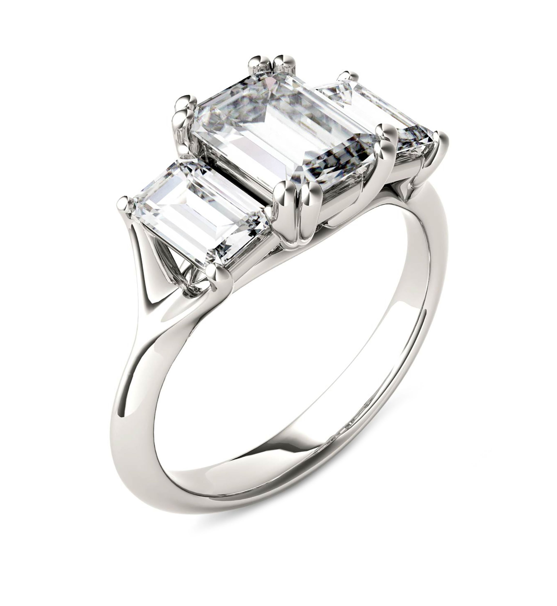 2.91 ct. t.w. Lab Created Moissanite Three Stone Ring in 14K White Gold 