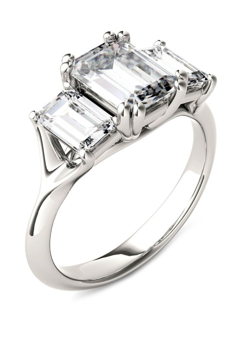 2.91 ct. t.w. Lab Created Moissanite Three Stone Ring in 14K White Gold 