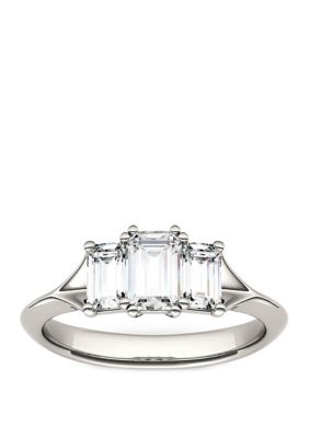 Charles & Colvard 1.36 Ct. T.w. Lab Created Moissanite Three Stone Ring In 14K White Gold, 8 -  0847337089748