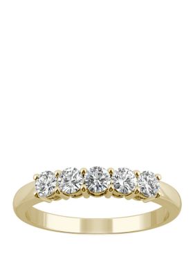 Charles & Colvard 1/2 Ct. T.w. Lab Created Moissanite Five Stone Band In 14K Yellow Gold