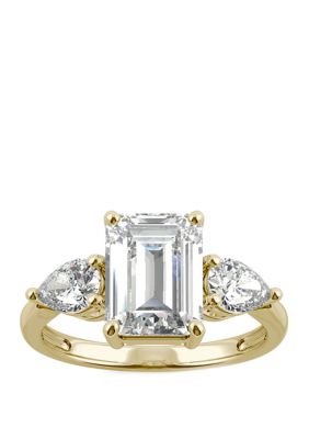 Charles & Colvard 3.38 Ct. T.w. Lab Created Moissanite Three Stone Ring In 14K Yellow Gold