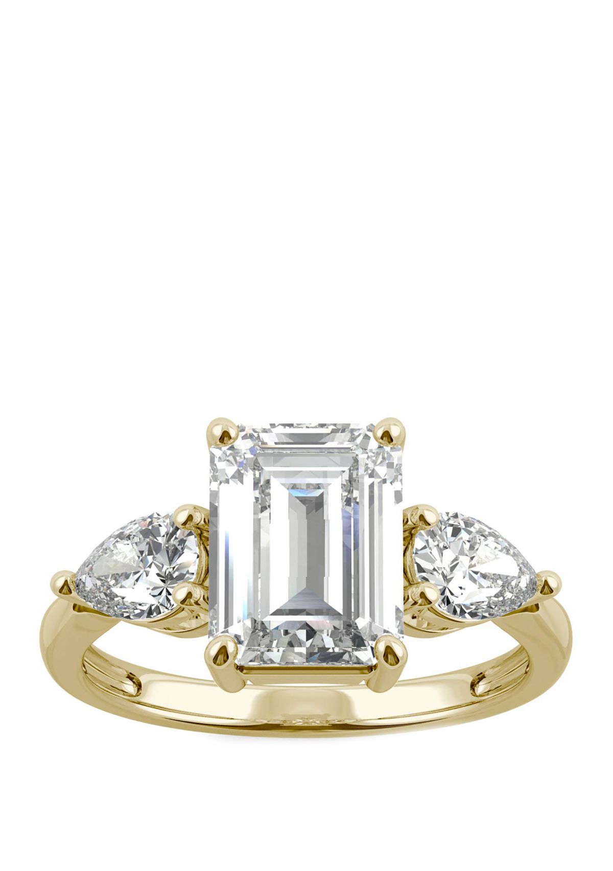 3.38 ct. t.w. Lab Created Moissanite Three Stone Ring in 14K Yellow Gold