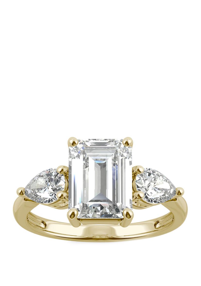 3.38 ct. t.w. Lab Created Moissanite Three Stone Ring in 14K Yellow Gold
