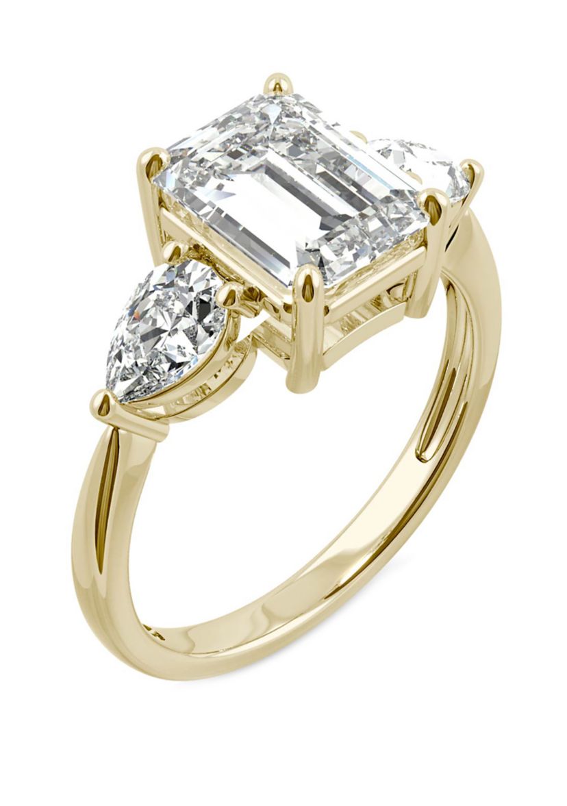 3.38 ct. t.w. Lab Created Moissanite Three Stone Ring in 14K Yellow Gold