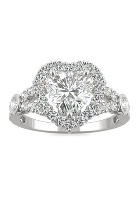 Charles & Colvard 3/4 Ct. T.w. Lab Created Moissanite Heart Halo Ring In 14K White Gold