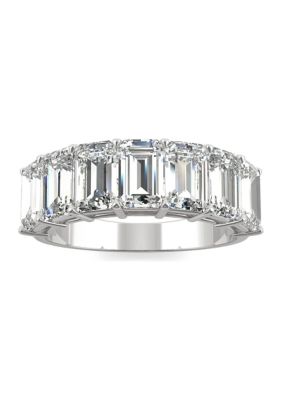 Charles & Colvard 4 Ct. T.w. Lab Created Moissanite Emerald Cut Seven Stone Ring In 14K White Gold
