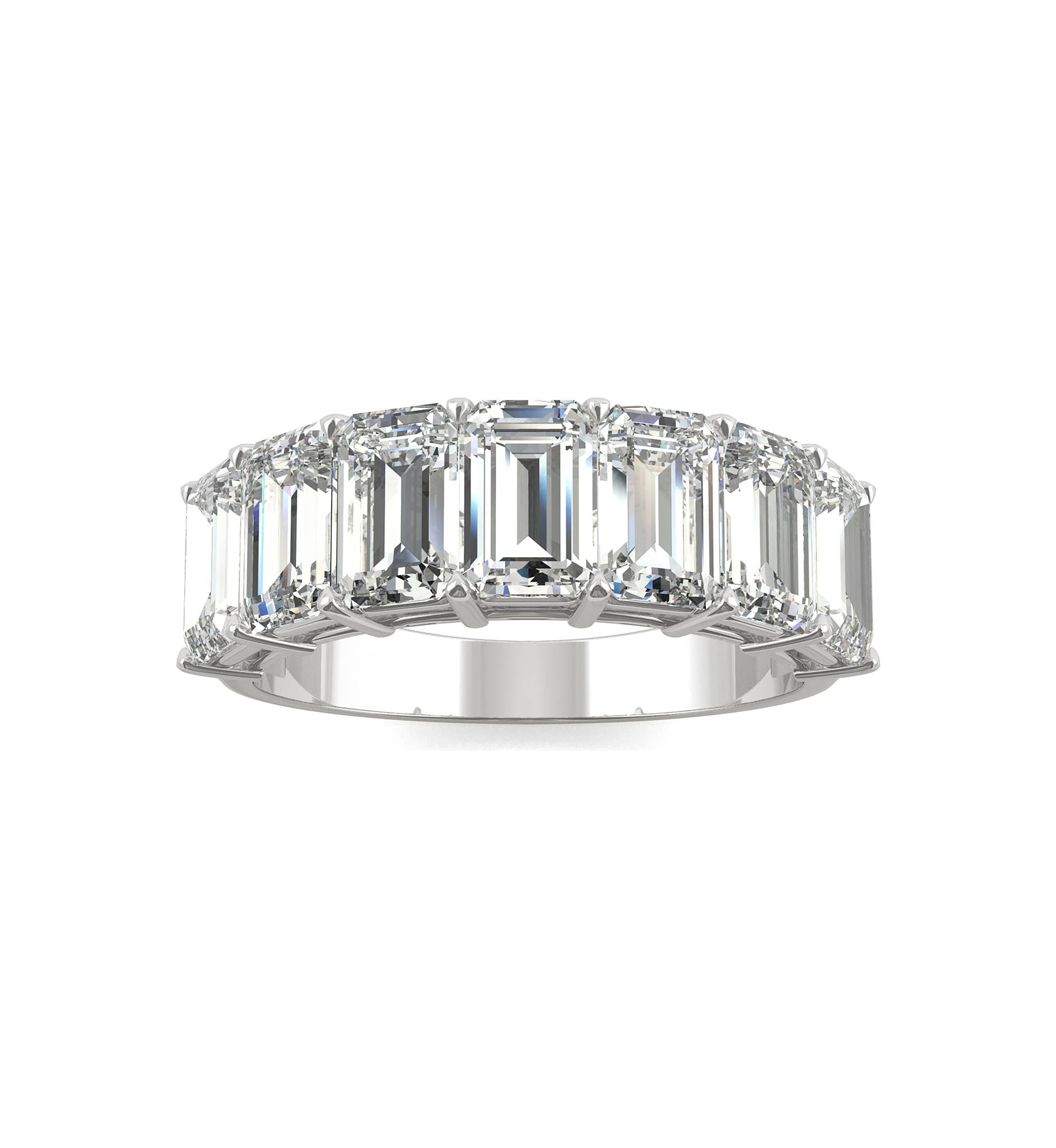 4 ct. t.w. Lab Created Moissanite Emerald Cut Seven Stone Ring in 14k White Gold