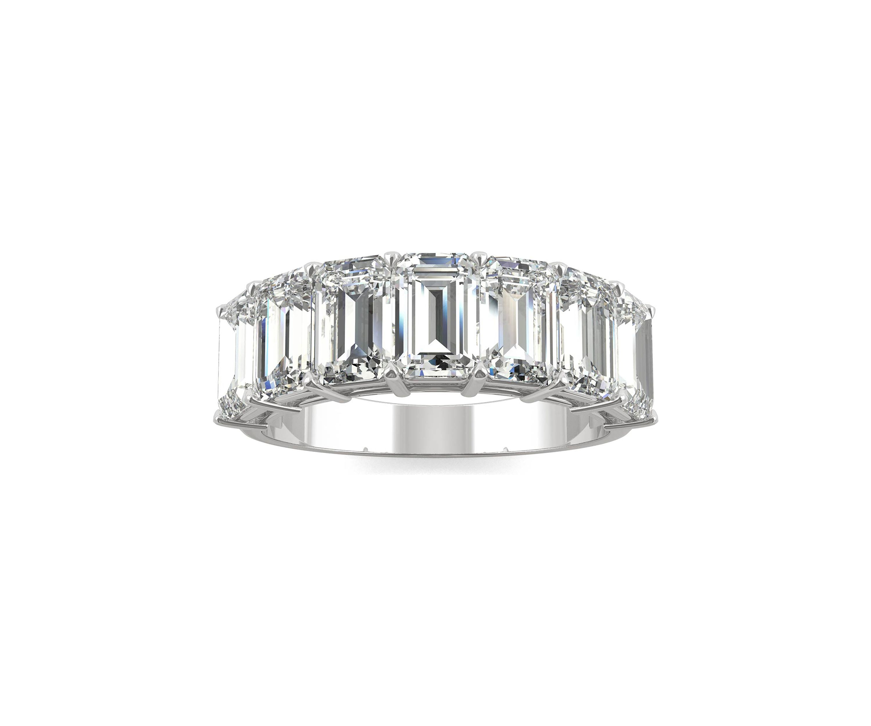 4 ct. t.w. Lab Created Moissanite Emerald Cut Seven Stone Ring in 14k White Gold