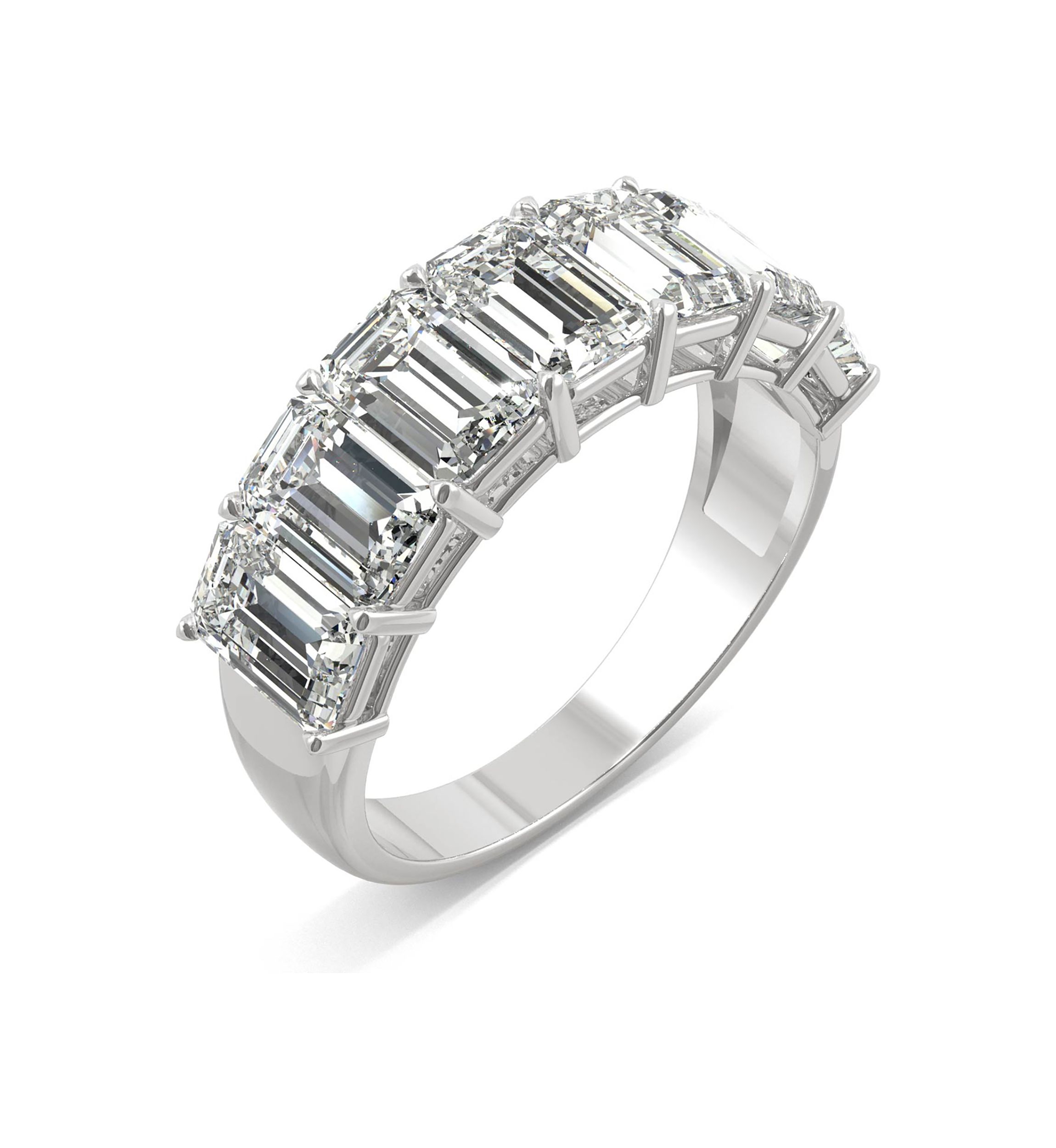 4 ct. t.w. Lab Created Moissanite Emerald Cut Seven Stone Ring in 14k White Gold