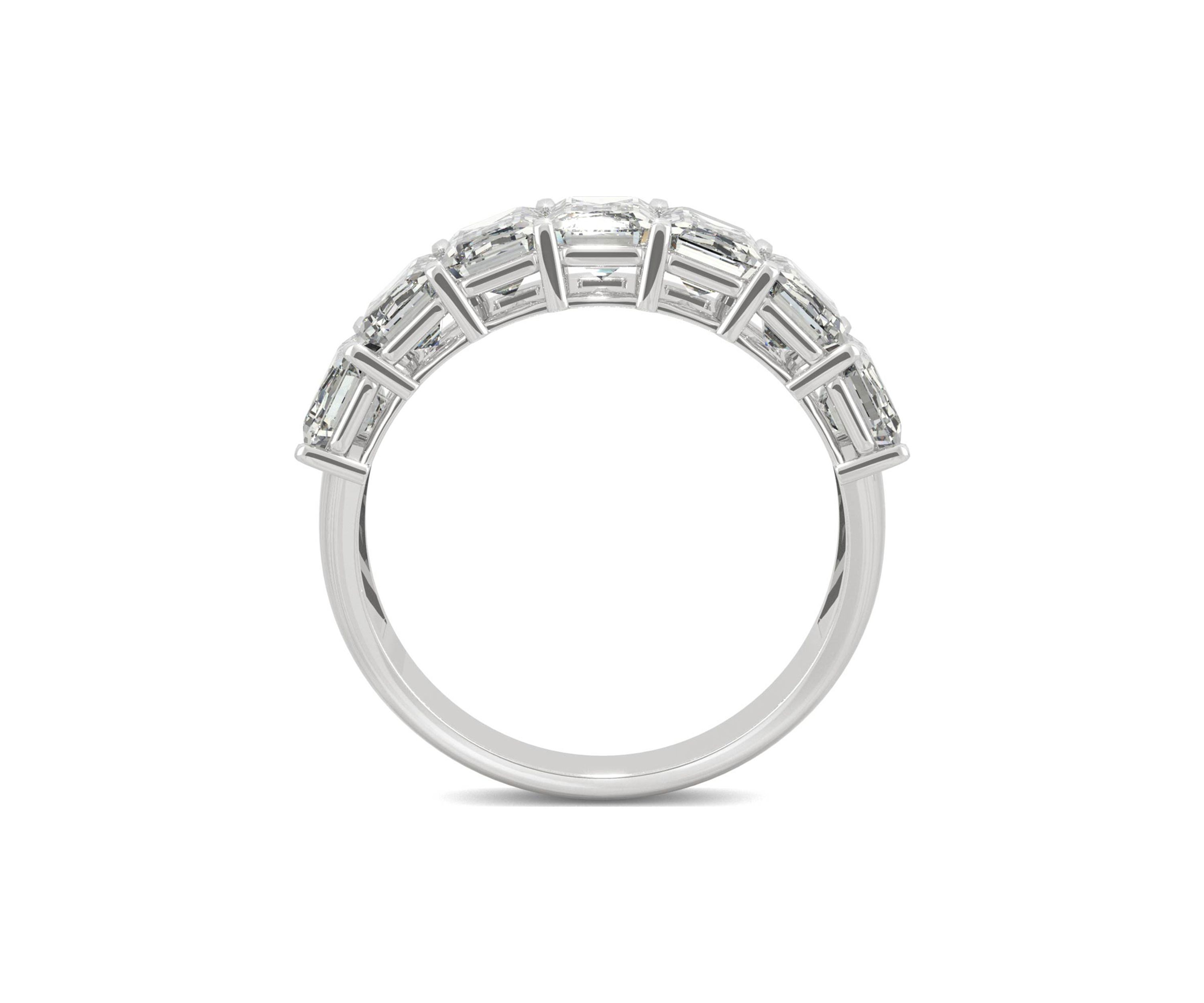 4 ct. t.w. Lab Created Moissanite Emerald Cut Seven Stone Ring in 14k White Gold