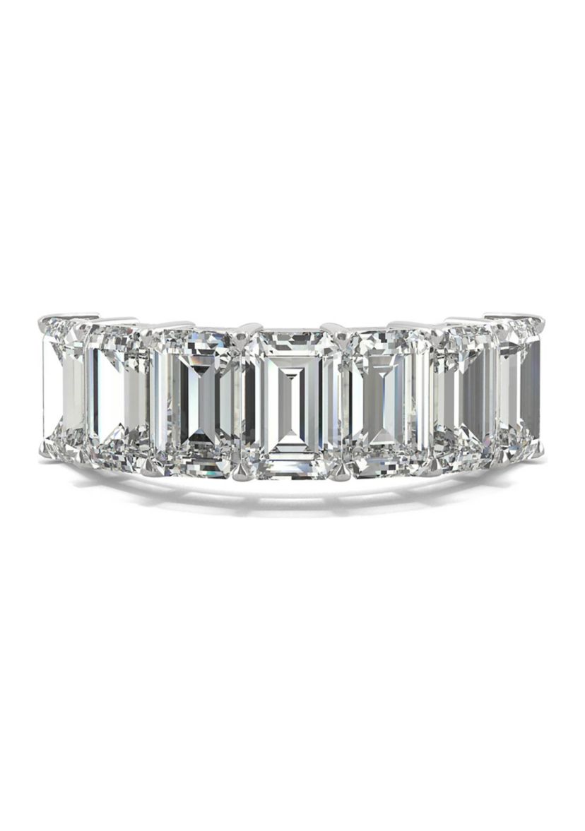 4 ct. t.w. Lab Created Moissanite Emerald Cut Seven Stone Ring in 14k White Gold