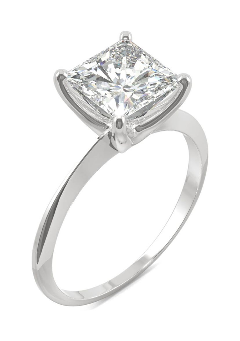 7/8 ct. t.w. Lab Created Moissanite Princess Solitaire Ring in 14k White Gold