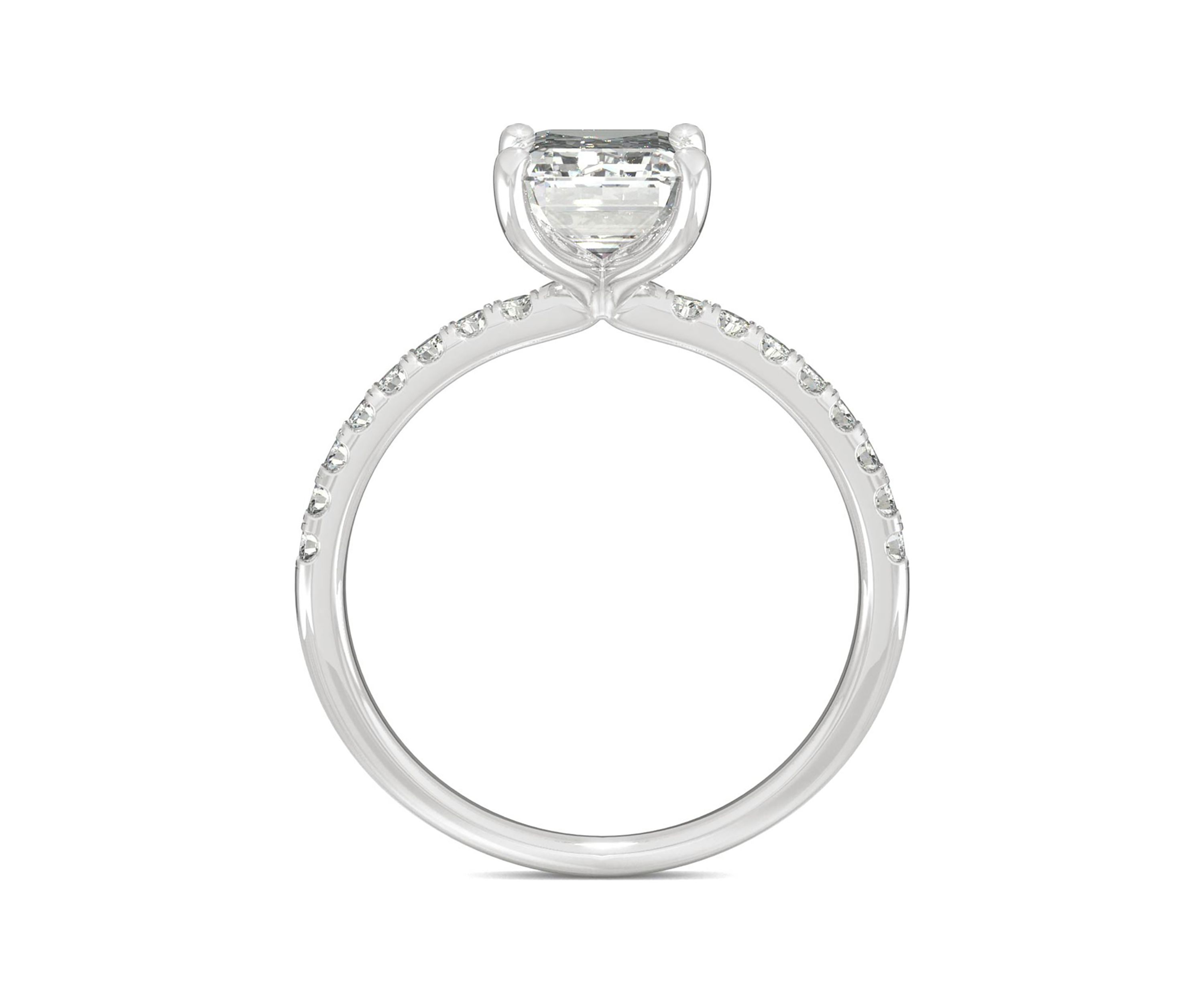 3/4 ct. t.w. Lab Created Moissanite Emerald Cut Engagement Ring in 14k White Gold