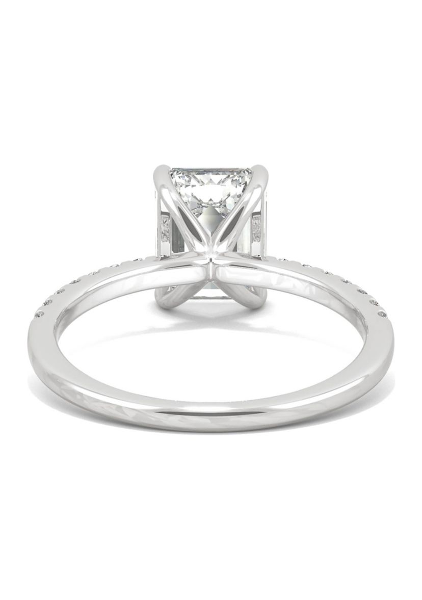 3/4 ct. t.w. Lab Created Moissanite Emerald Cut Engagement Ring in 14k White Gold