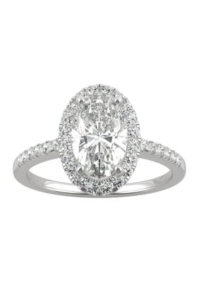 Charles & Colvard 5/8 Ct. T.w. Lab Created Moissanite Oval Halo Engagement Ring In 14K White Gold