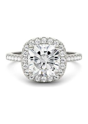 Charles & Colvard 7/8 Ct. T.w. Lab Created Moissanite Cushion Halo Engagement Ring In 14K White Gold