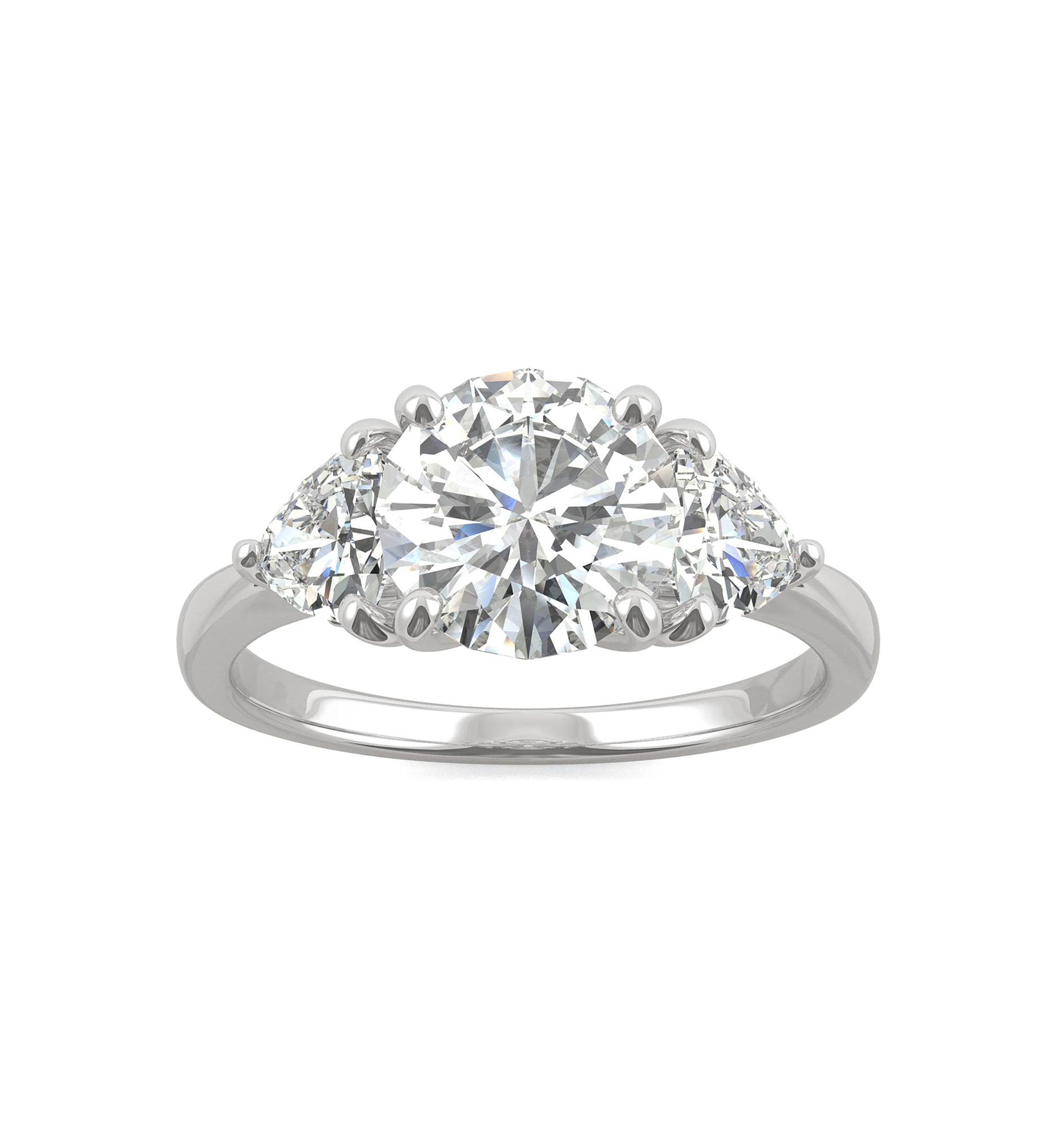 3/4 ct. t.w. Lab Created Moissanite Three Stone Ring in 14k White Gold