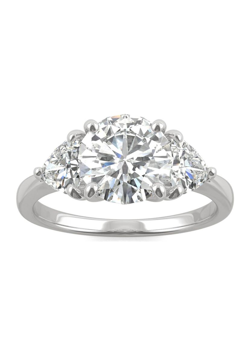 3/4 ct. t.w. Lab Created Moissanite Three Stone Ring in 14k White Gold