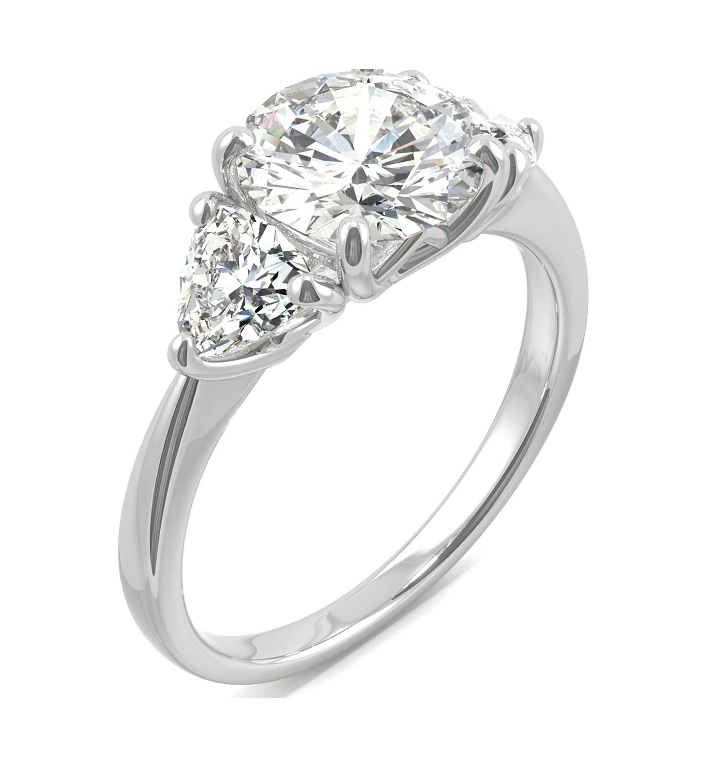 3/4 ct. t.w. Lab Created Moissanite Three Stone Ring in 14k White Gold