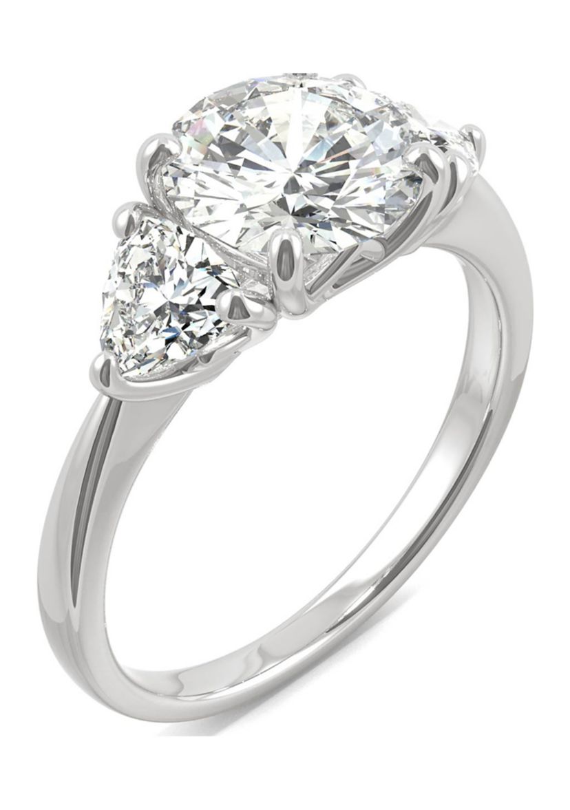 3/4 ct. t.w. Lab Created Moissanite Three Stone Ring in 14k White Gold