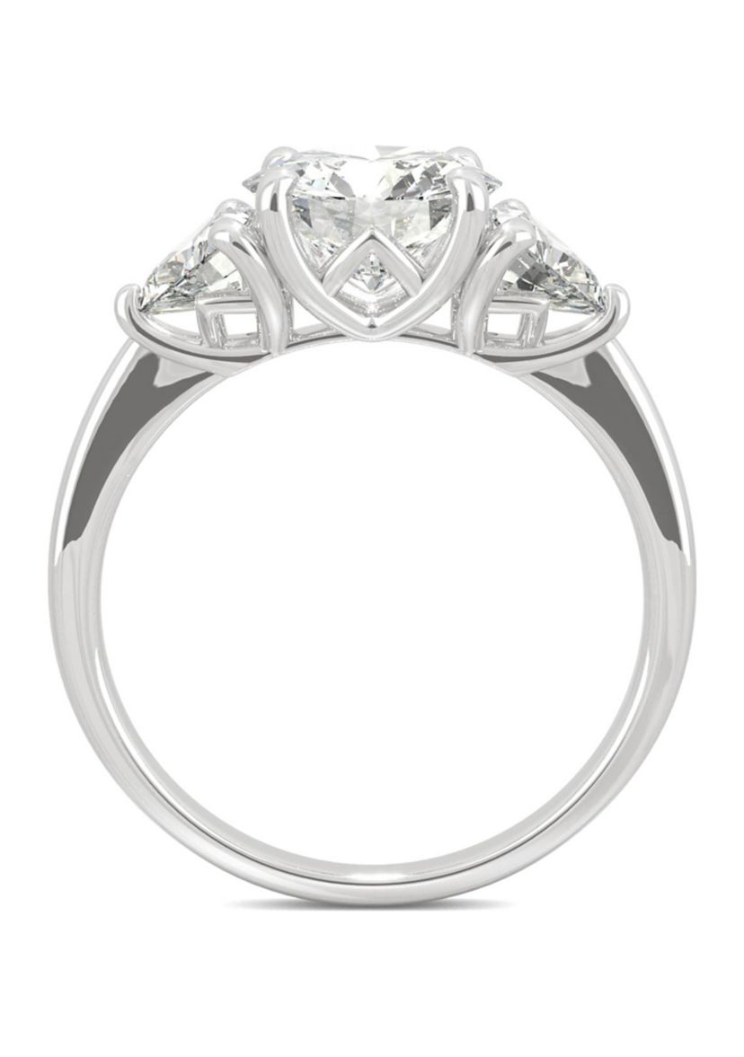 3/4 ct. t.w. Lab Created Moissanite Three Stone Ring in 14k White Gold