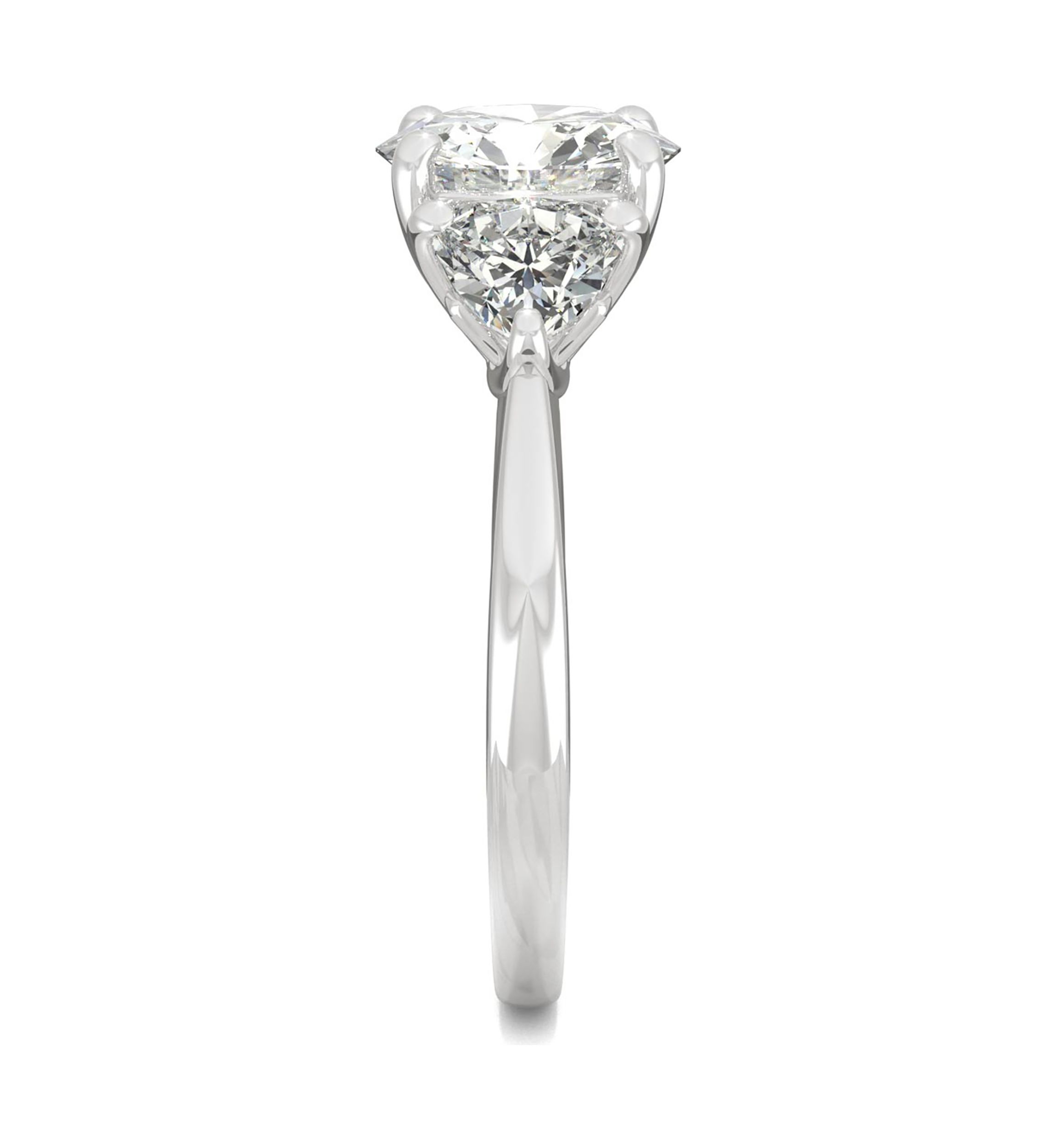 3/4 ct. t.w. Lab Created Moissanite Three Stone Ring in 14k White Gold
