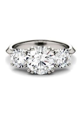 Charles & Colvard 1/10 Ct. T.w. Lab Created Moissanite Three Stone Ring In 14K White Gold