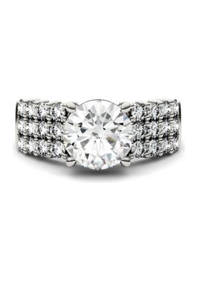 Charles & Colvard 7/8 Ct. T.w. Lab Created Moissanite Three Row Engagement Ring In 14K White Gold