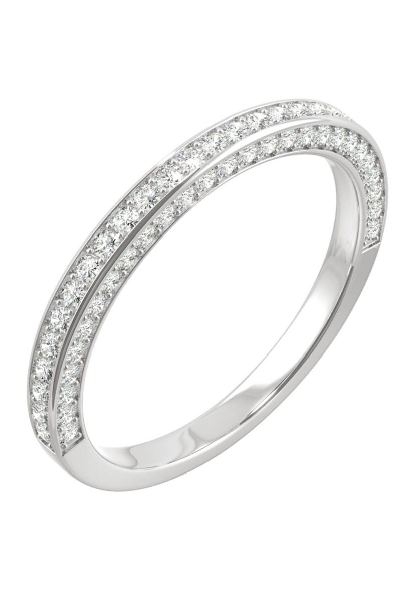 5/8 ct. t.w. Lab Created Moissanite Three Sided Band in 14k White Gold