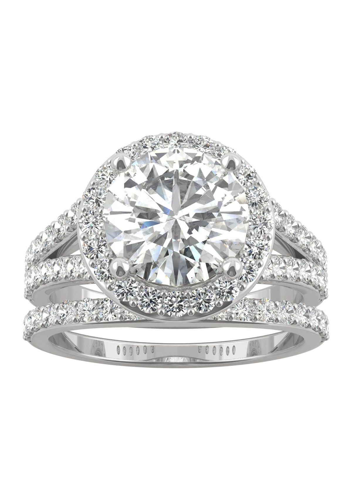 3/4 ct. t.w. Lab Created Moissanite Halo Bridal Set in 14k White Gold