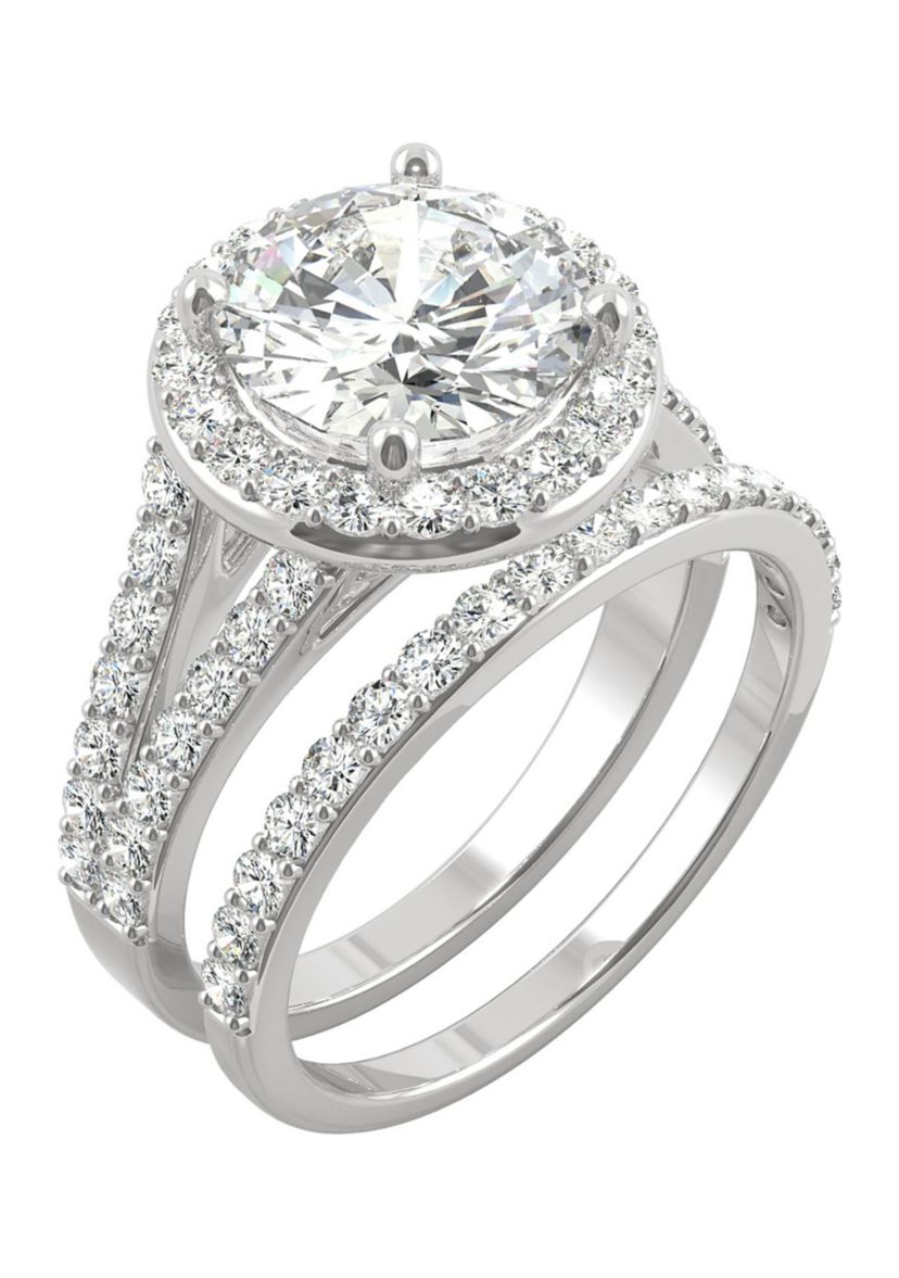 3/4 ct. t.w. Lab Created Moissanite Halo Bridal Set in 14k White Gold