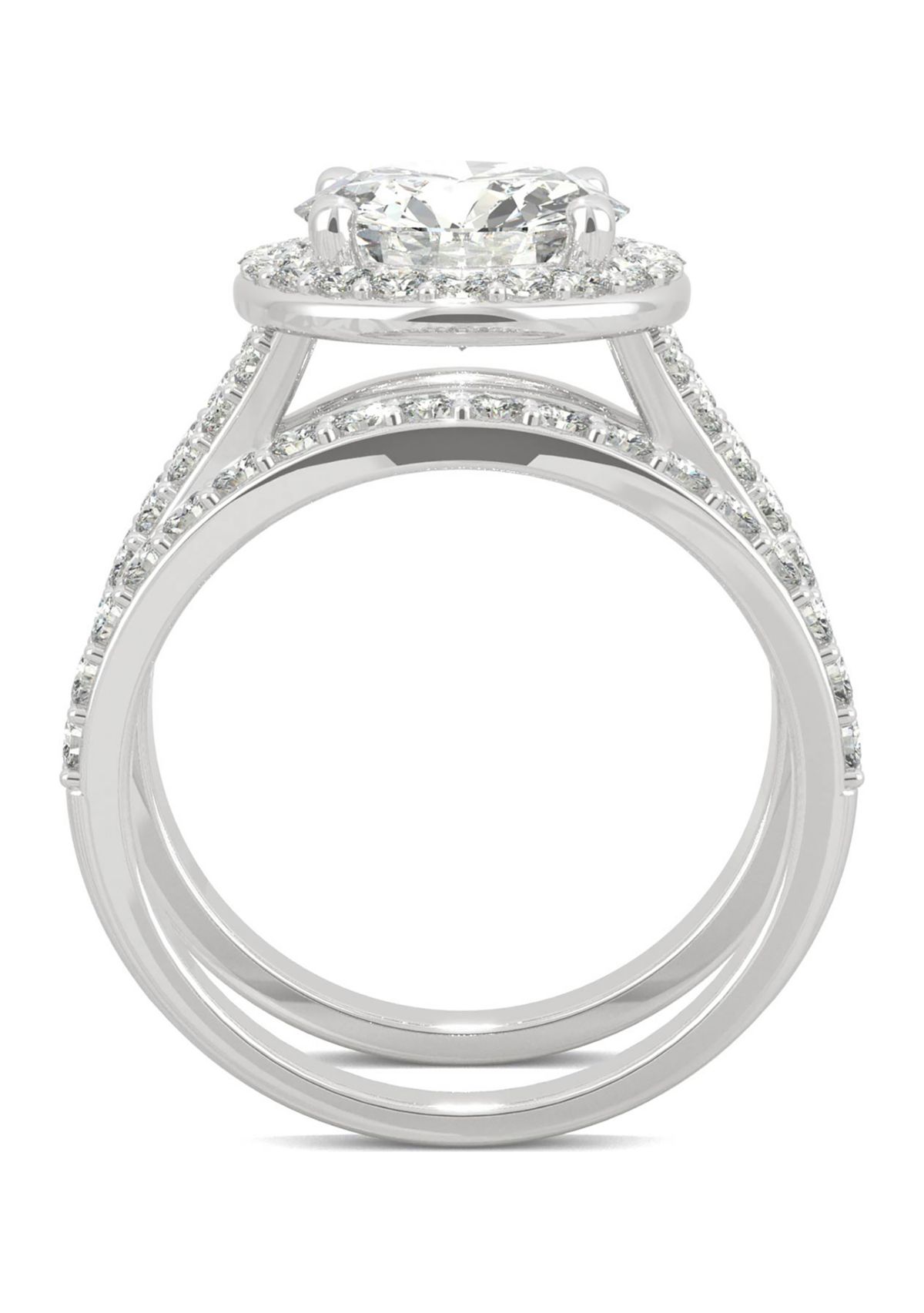 3/4 ct. t.w. Lab Created Moissanite Halo Bridal Set in 14k White Gold