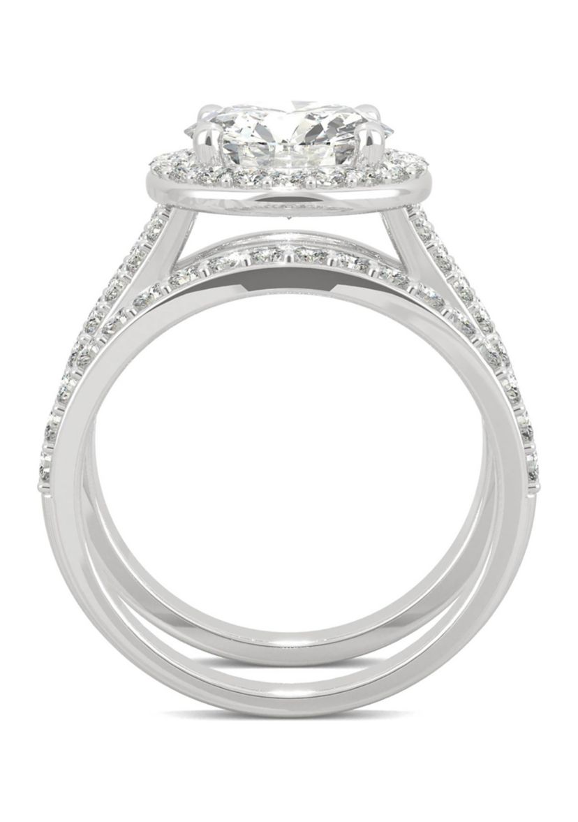 3/4 ct. t.w. Lab Created Moissanite Halo Bridal Set in 14k White Gold