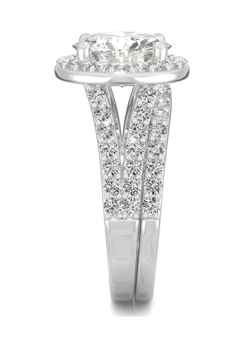 3/4 ct. t.w. Lab Created Moissanite Halo Bridal Set in 14k White Gold