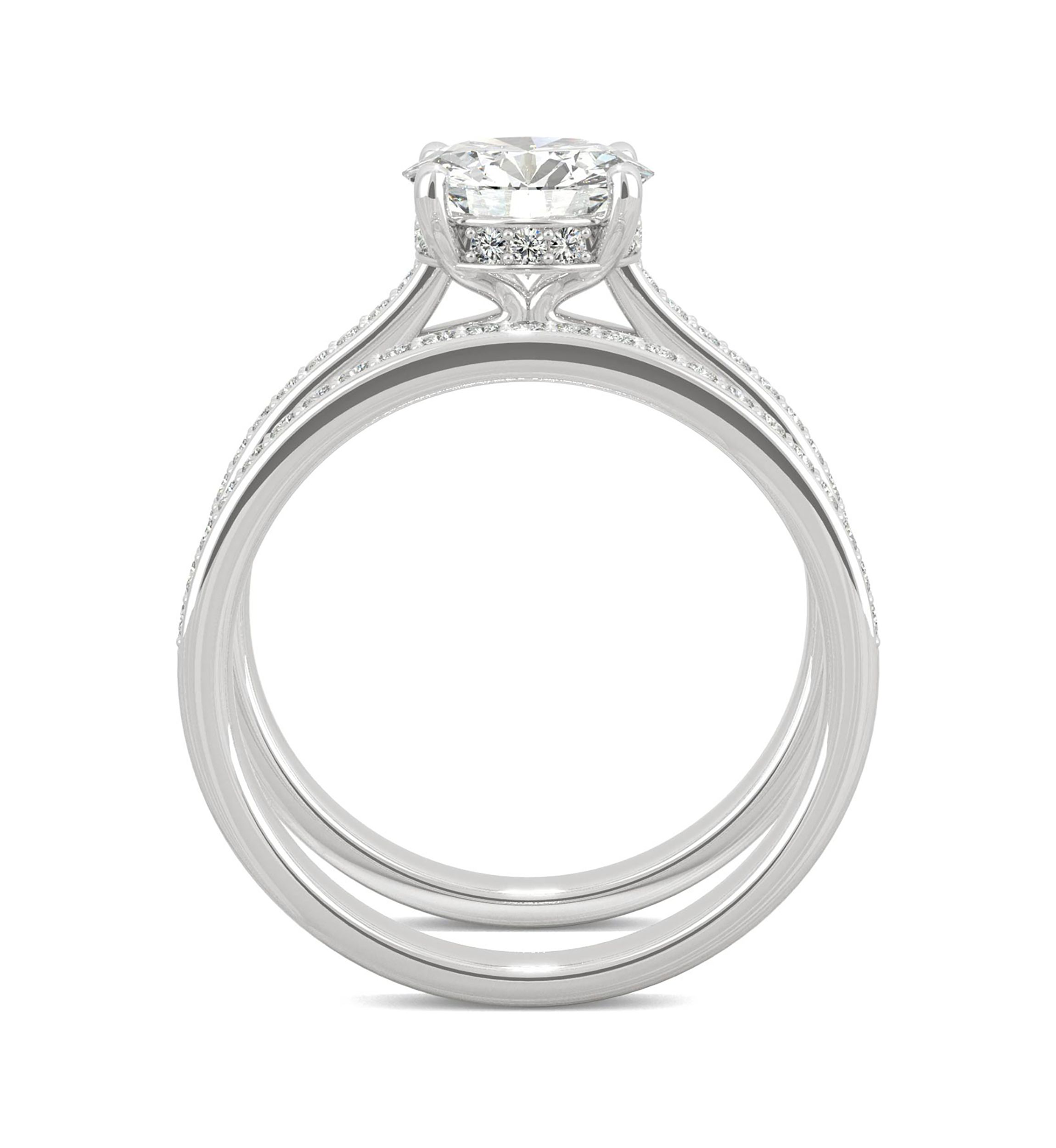 7/8 ct. t.w. Lab Created Moissanite Round Brilliant Bridal Set in 14k White Gold